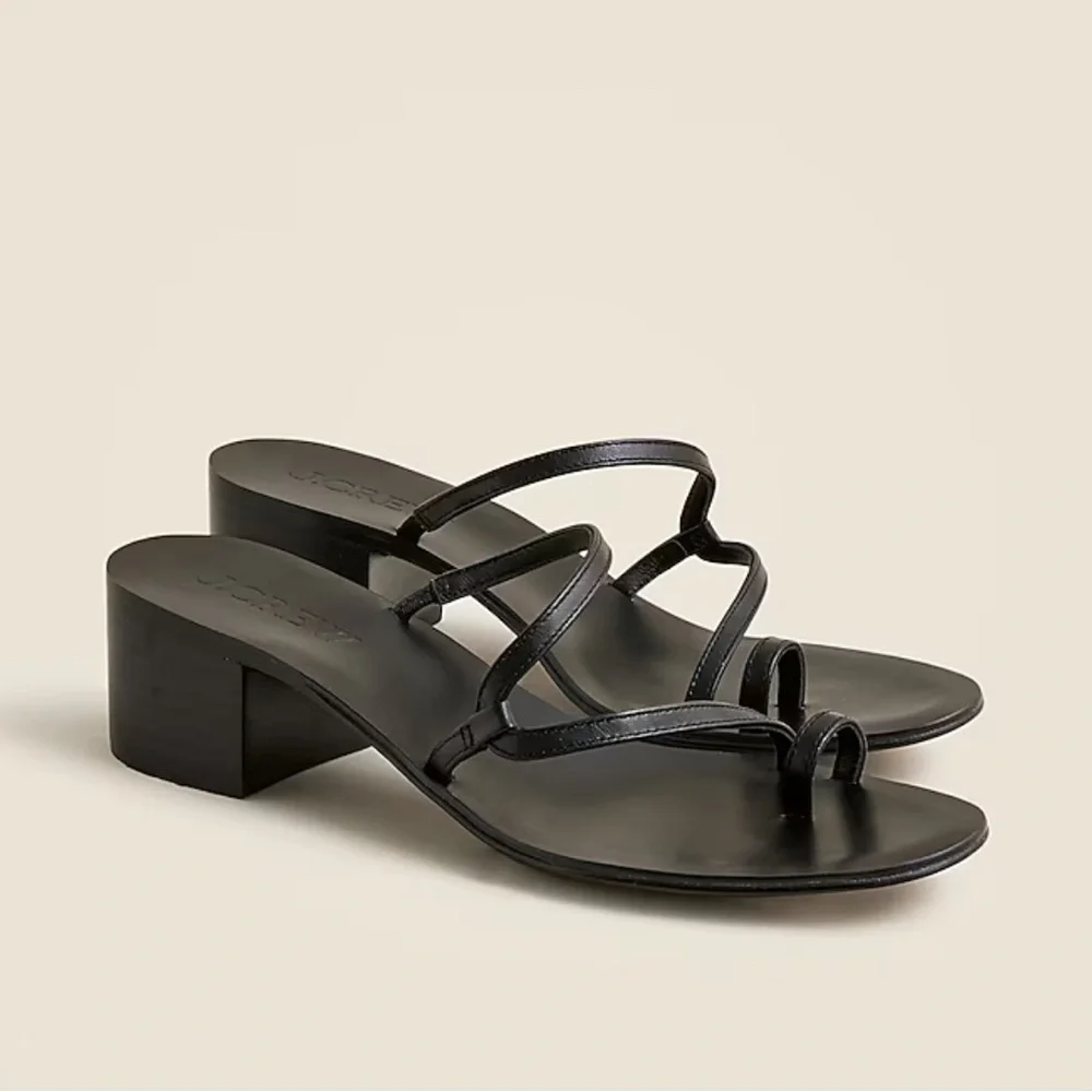 J. Crew NIB Toe-Ring Block-Heel Sandals in Leather - Black